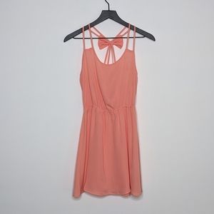 Mine Coral Strappy Bow Semi Sheer Mini Dress - EUC